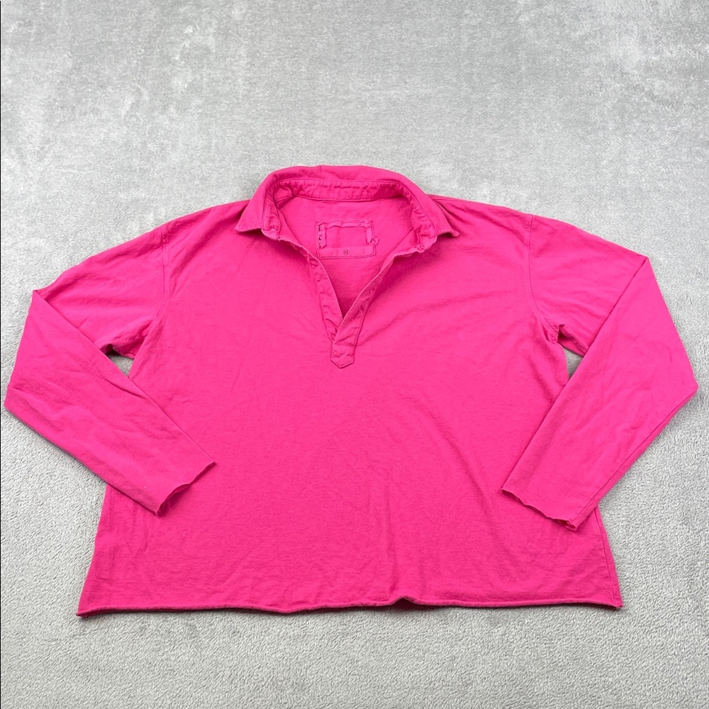 NEW Frank & Eileen M 100% Cotton Pink Popover Henley Blouse